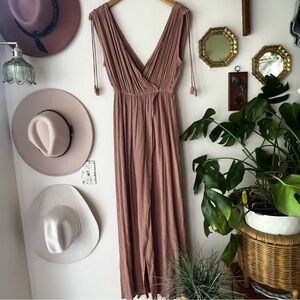 Women's Mauve V-Neck Sleeveless Maxi Dress